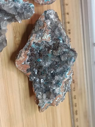 3 piezas de Auricalcita y calcita de Mina Ojuela.