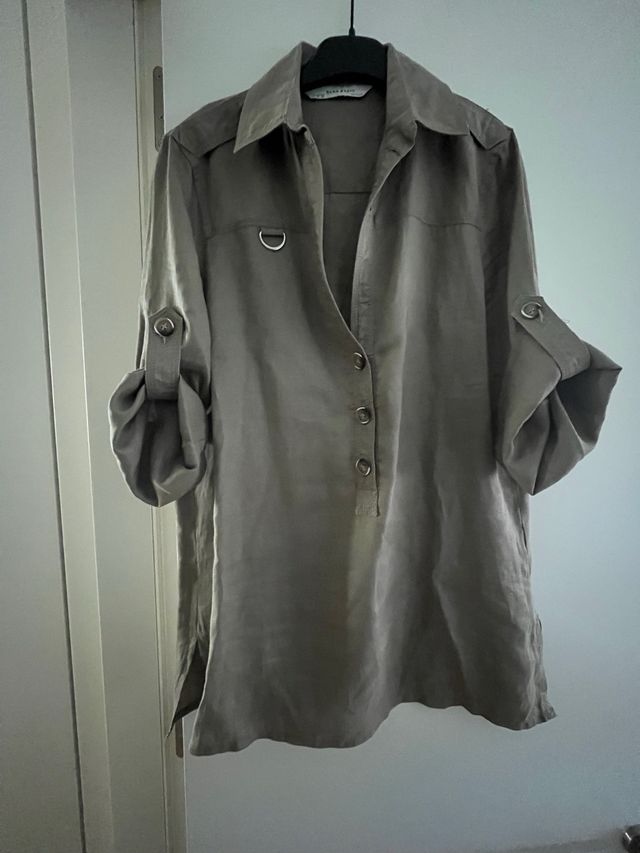 Camisola Lino Verde Seco Manga corta