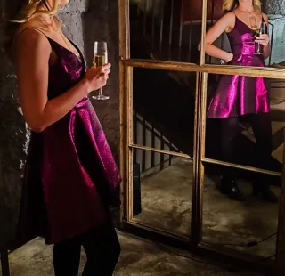 Vestido fiesta rosa brillante