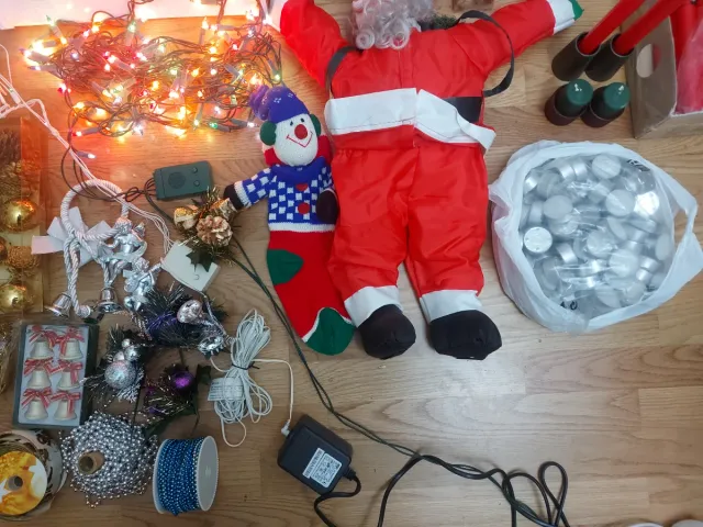 Lote Accesorios Navidad: Guirnaldas, Bolas, Velas