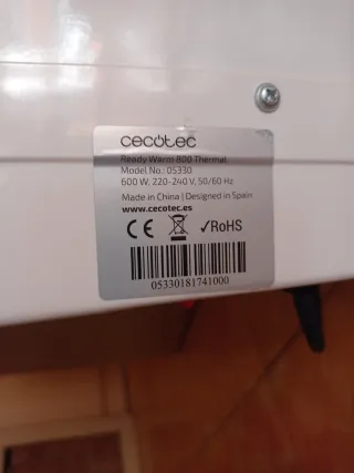 Calefactor electrico Cecotec 600W con mando