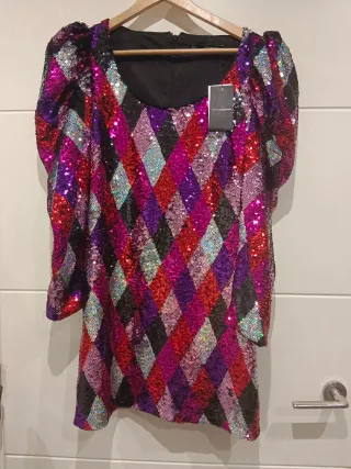 Vestido fiesta lentejuelas rombos