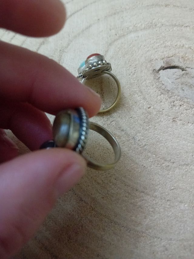 3 anelli argento pietre multicolor