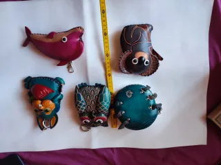 Monederos llaveros animales cuero