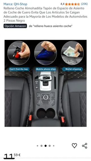 Relleno Asiento Coche Negro (2 uds) NUEVO.