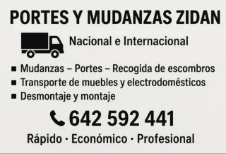 PORTES Y MUDANZAS ZIDAN, NACIONAL E INTERNACIONAL.