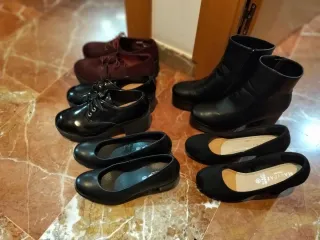Lote Botines y Zapatos Negros y burdeos