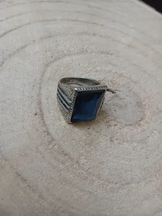 Anello Uomo Pietra Blu Argento acciaio