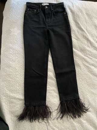 Vaqueros Zara negros con plumas Talla 36