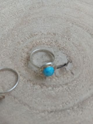 2 Anelli Argento con Pietre Malachite e Turchese