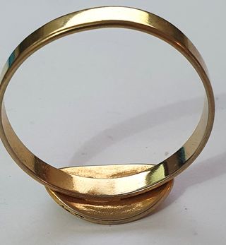 Antico Anello dorato sigillo con stemma grifone