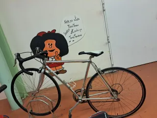 Bicicleta de carretera plateada