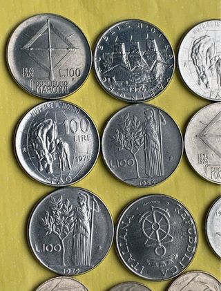 Lote 5 Monete Lire Italiane 100 e 500