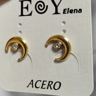 Pendientes Luna Oro con Circonita Elena