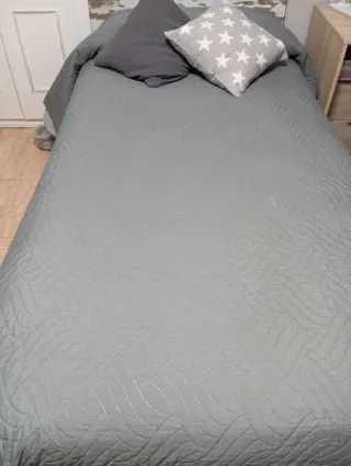 2 Colchas Cama 90 Gris reversible+ funda cojines