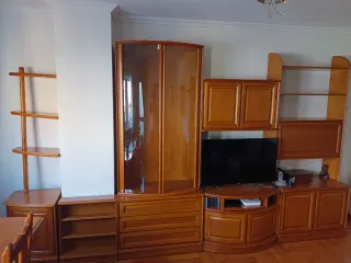 Mueble de salón modular madera y cristal