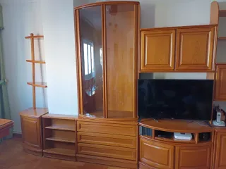 Mueble de salón modular madera y cristal