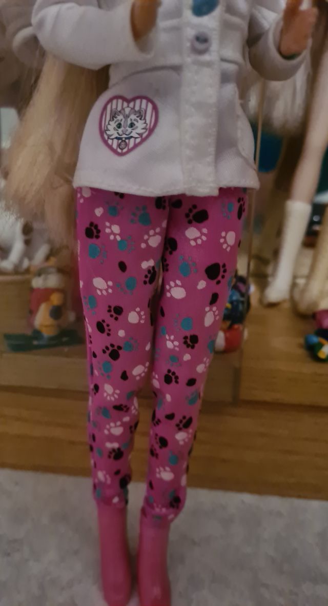 Barbie veterinaria con ropa de gatitos