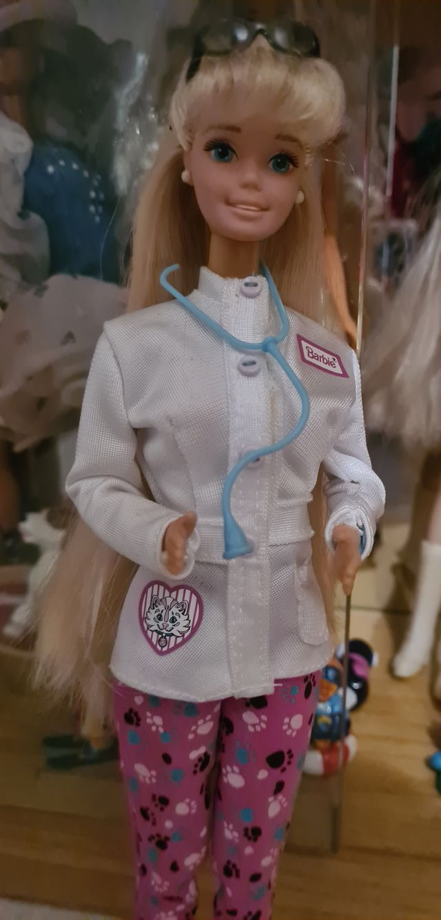 Barbie veterinaria con ropa de gatitos