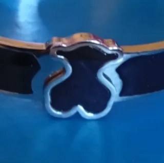 Brazalete TOUS Original. Negro y Plata Cromados.