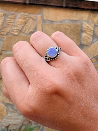 Anillo Plata 925 Piedra Luna Azul