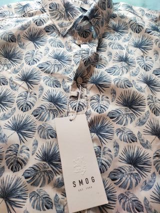 Camisa SMOG Hombre Manga Corta Estampada Azul Tall