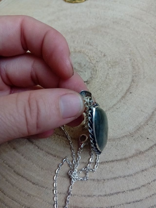 Collana argento 922 con labradorite rosa