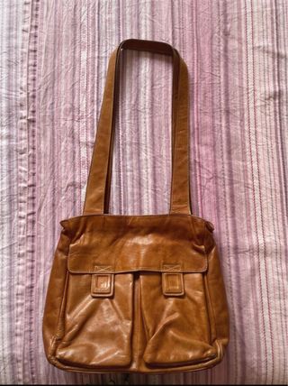 Borsa tracolla vera pelle vintage marrone