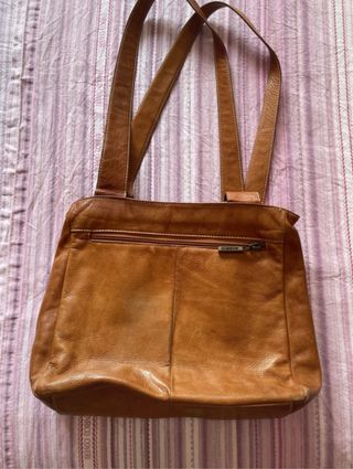 Borsa tracolla vera pelle vintage marrone