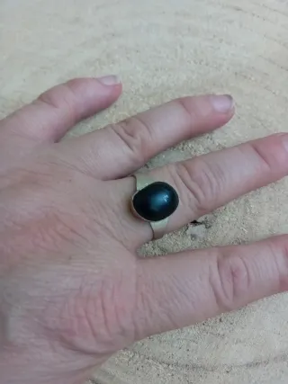 Anello Argento con Ossidiana Nera