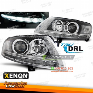 FAROS DE XENÓN TRUE DRL CROMADOS para AUDI A6 C6