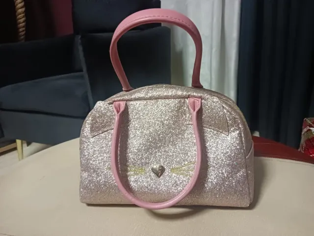 Borsa brillante rosa e dorata