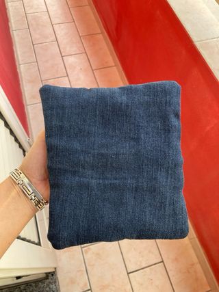 Porta tabacco in jeans con zip blu