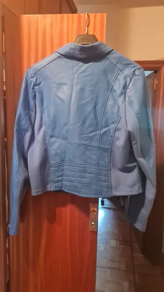 Cazadora cuero azul MS Mode Talla 44 