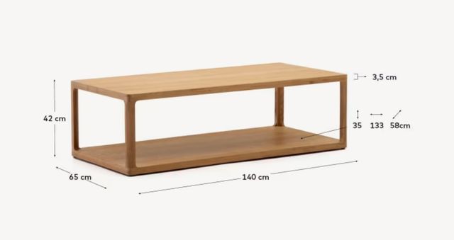 Mesa de centro Maymai de madera de roble 140 x 65 