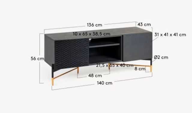 Mueble TV Milian 2 puertas de chapa de fresno