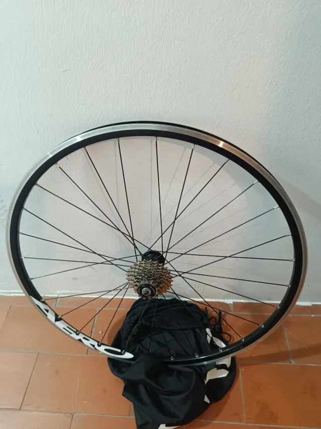 Rueda trasera bici + cubierta para rodillo