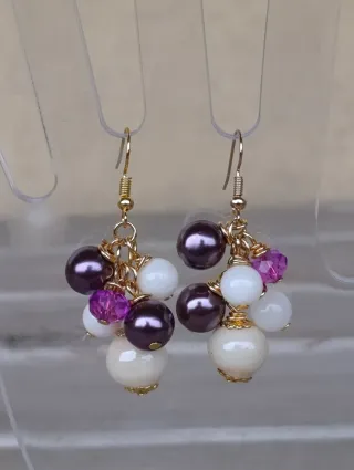 Orecchini Vendemmia viola e bianchi