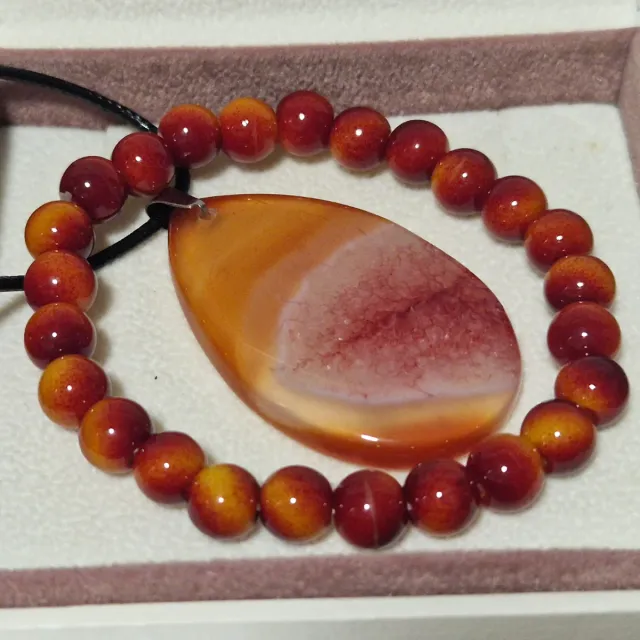 Conjunto pulsera y colgante piedra natural