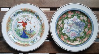 2 Pratos Porcelana Chinesa Arte Oriental 19,5cm