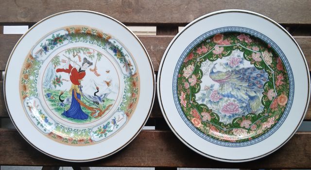 2 Pratos Porcelana Chinesa Arte Oriental 19,5cm