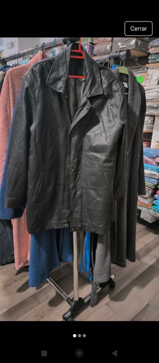 Abrigo de cuero vintage negro