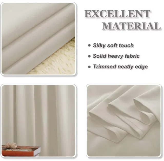 2 Cortinas Opacas Aislantes Beige 140x245