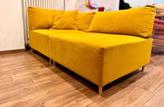 Divano 3 posti giallo senape velluto