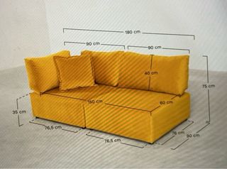 Divano 3 posti giallo senape velluto