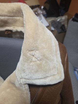 Chaqueta Biker Piel Sintética Beige/Marrón L