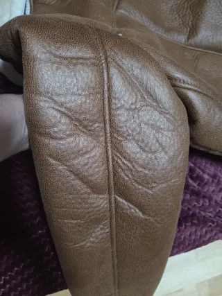 Chaqueta Biker Piel Sintética Beige/Marrón L