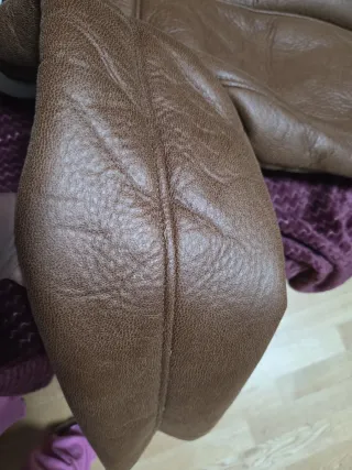 Chaqueta Biker Piel Sintética Beige/Marrón L