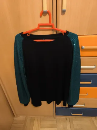 Camiseta fiesta lentejuelas manga larga XL