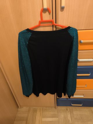 Camiseta fiesta lentejuelas manga larga XL